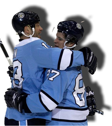 Hockey players hug, too!