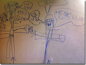 Risto (left) talks to Henrik Lundqvist (right) at the World Championship.